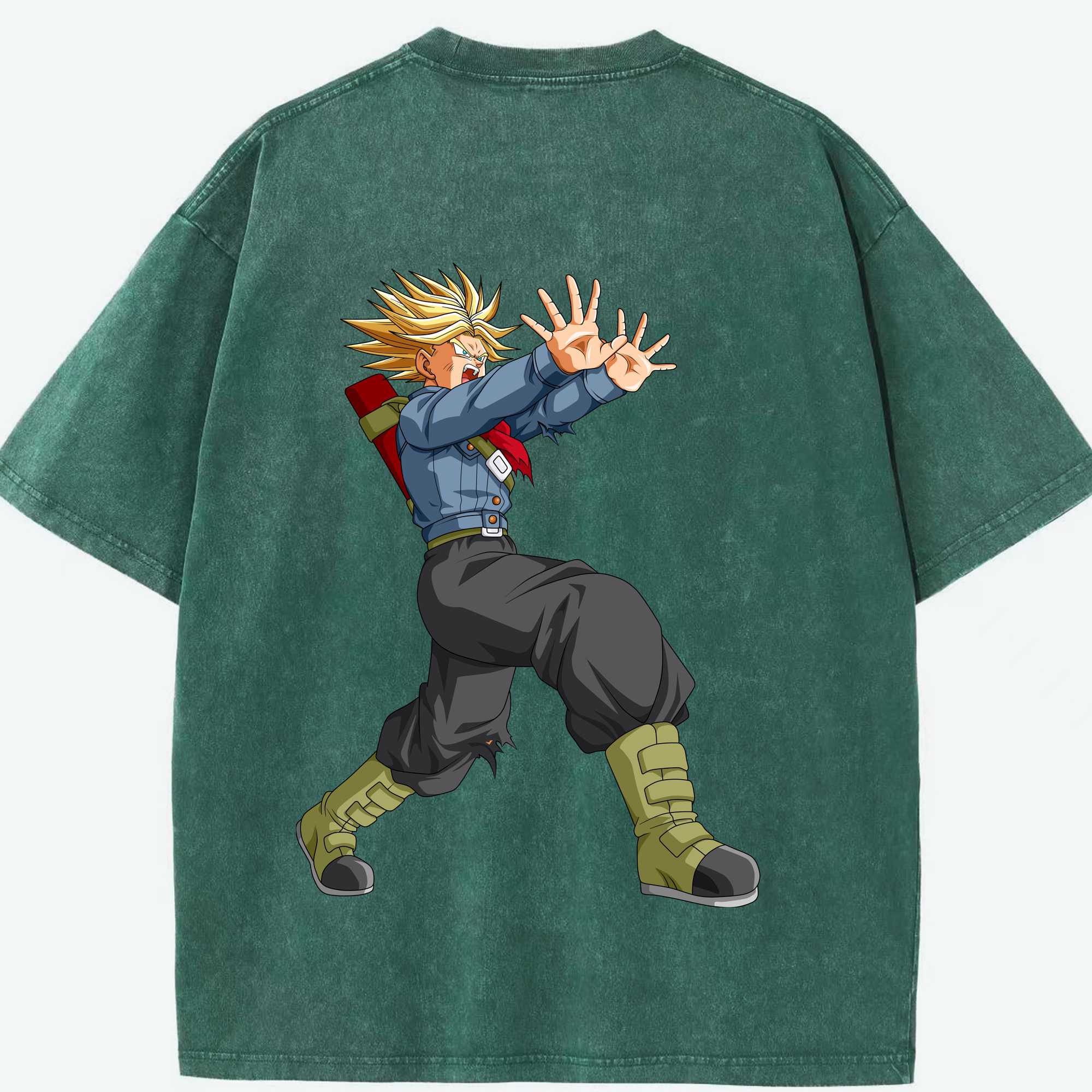（画像用） ドラゴンボール トランクス（Torankusu）DRAGON BALL Trunks 綿100% ヴィンテージ風 半袖Tシャツ（背面プリント）